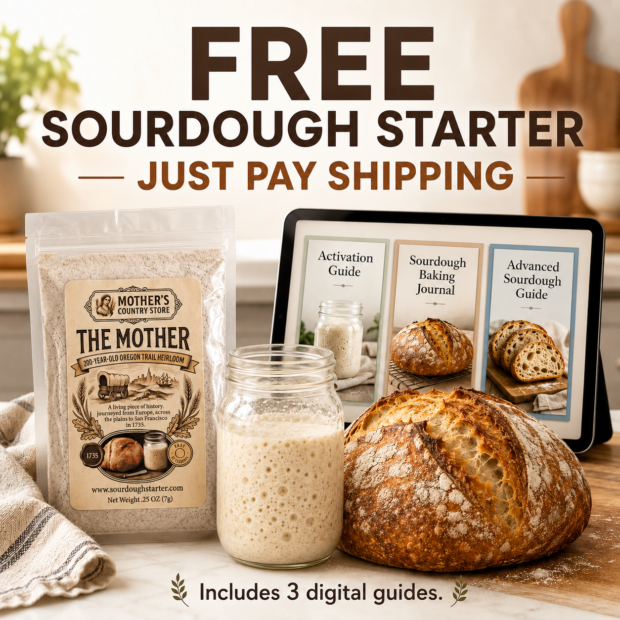 Mother's Country Store Facebook ad: Free Heritage Sourdough Starter