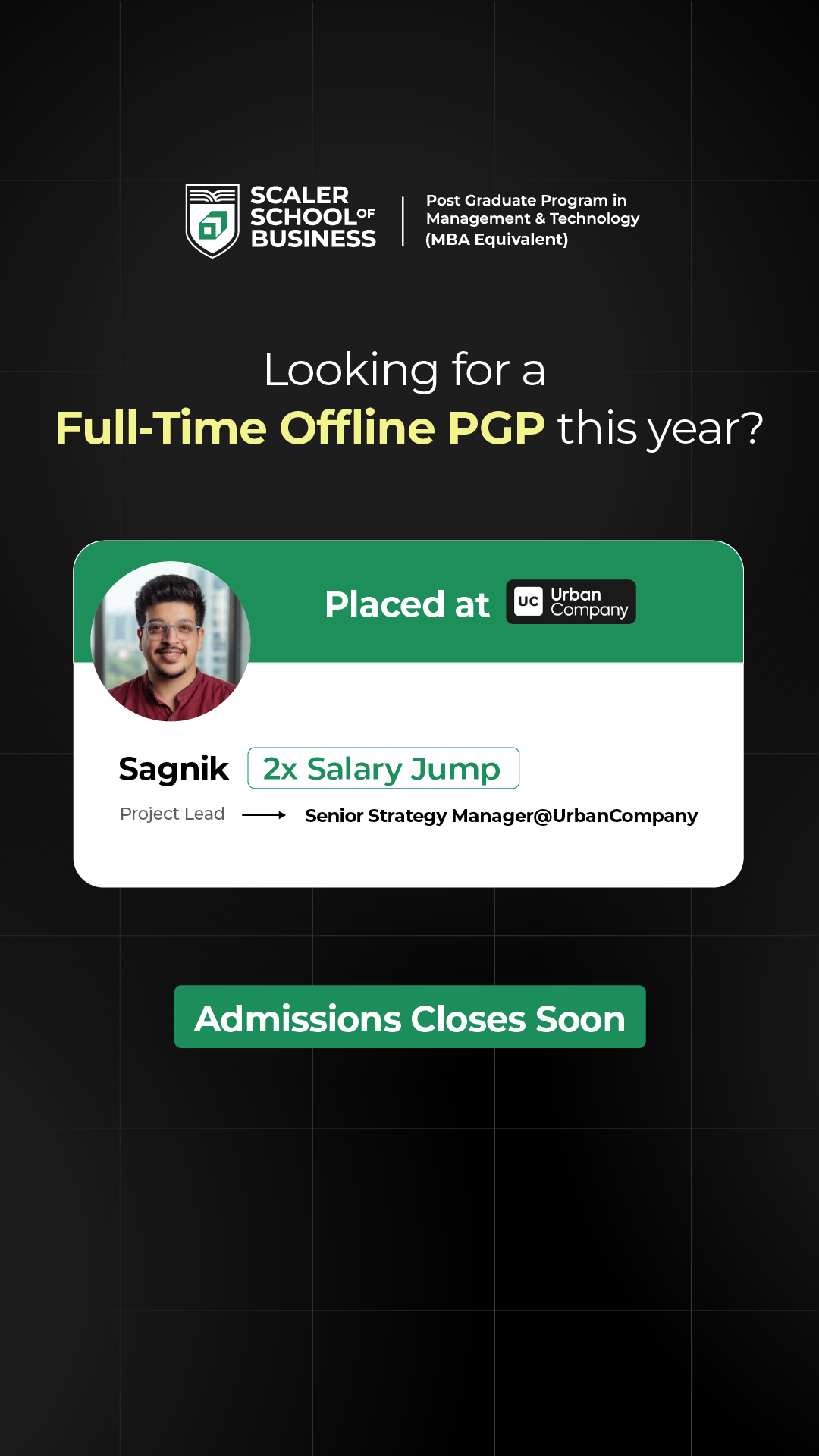 Scaler School of Business Facebook ad