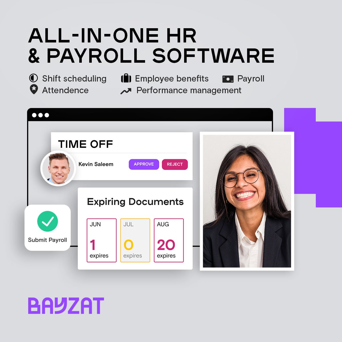 Bayzat Facebook ad: Get Demo: All-in-one HR Software