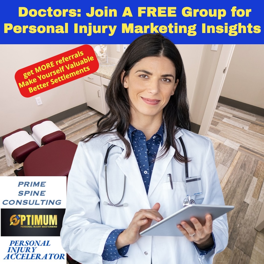 Prime Spine Consulting Facebook ad: Join Our Dynamic Group for Personal Injury Marketing