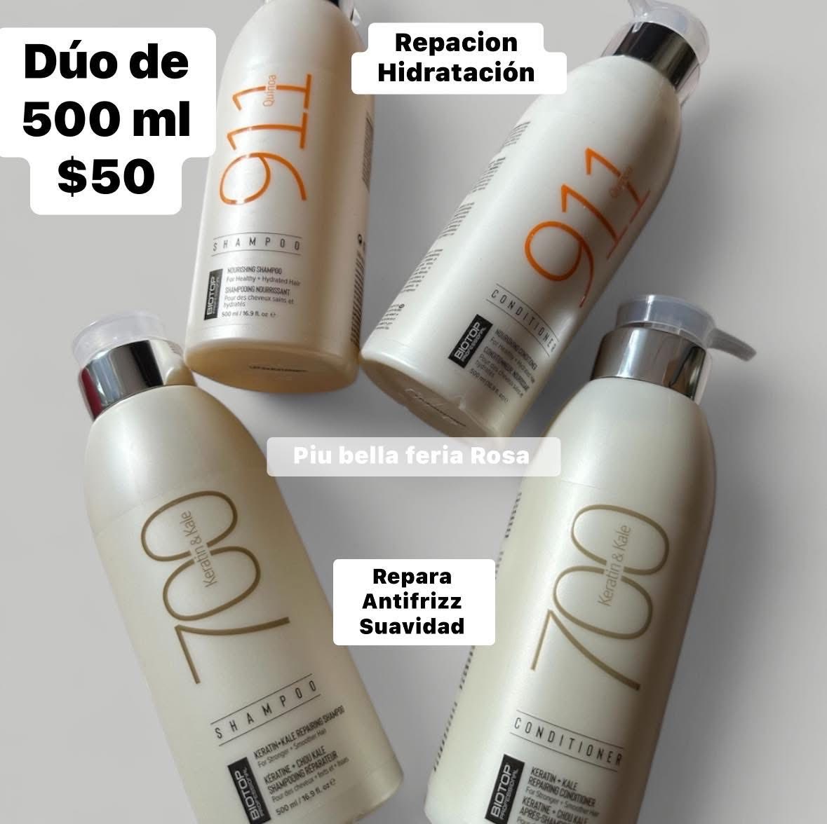 Piubella feria Rosa 1 Facebook ad: Shampo y tratamiento especializados para tu cabello luzca…