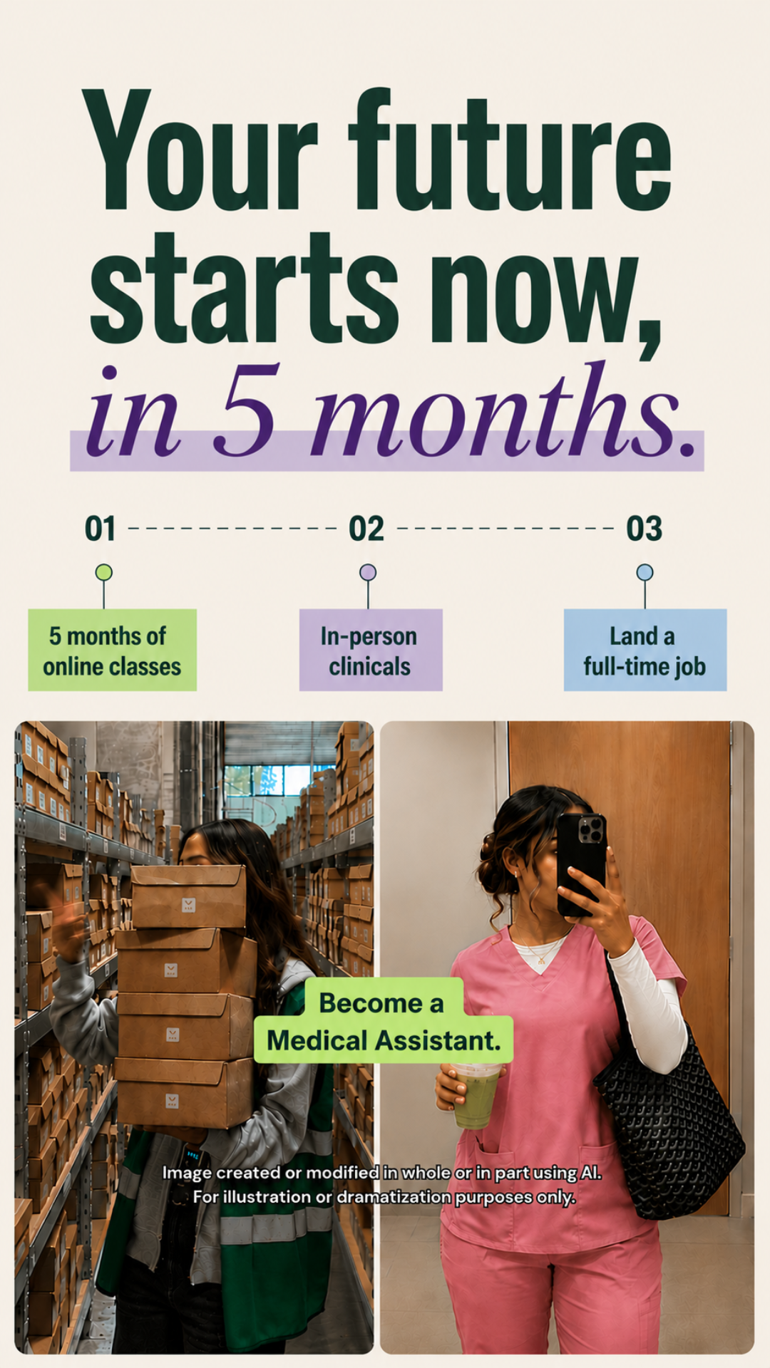 Stepful Facebook ad: Become a Medical Assistant Around Your Life