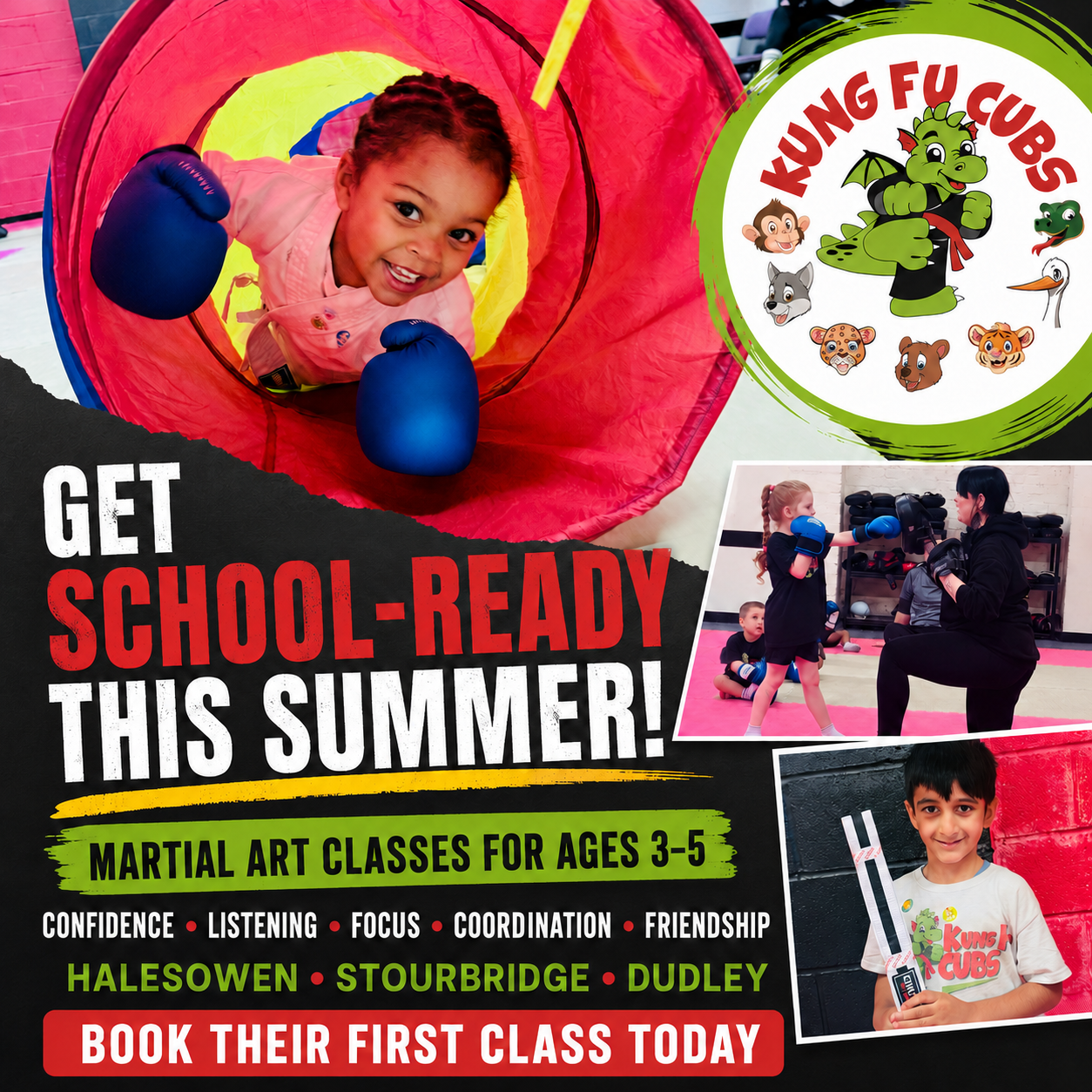 Kung Fu Cubs Facebook ad: Get School-Ready This Summer