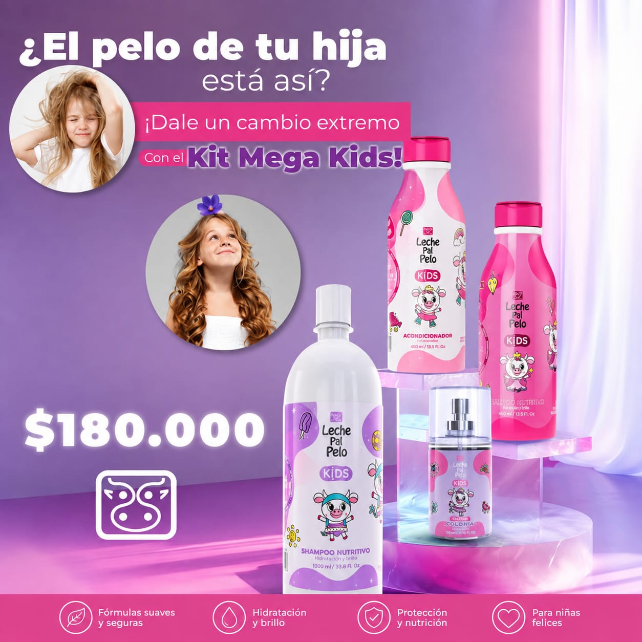 Leche Pal Pelo Facebook ad: Kit Megakids por solo $180.000
