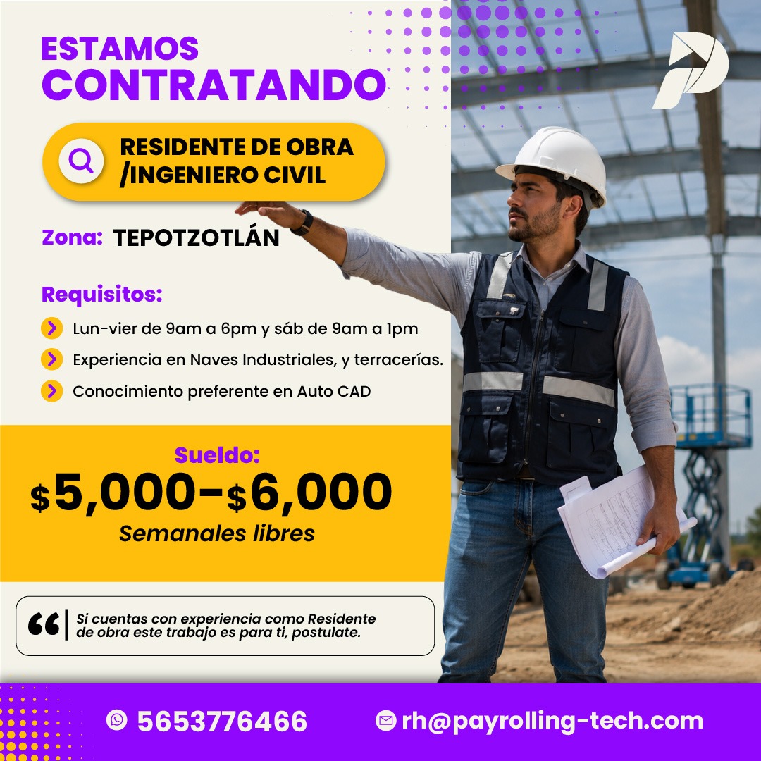 Payrolling Tech Facebook ad: Residente de Obra / Ingeniero Civil
