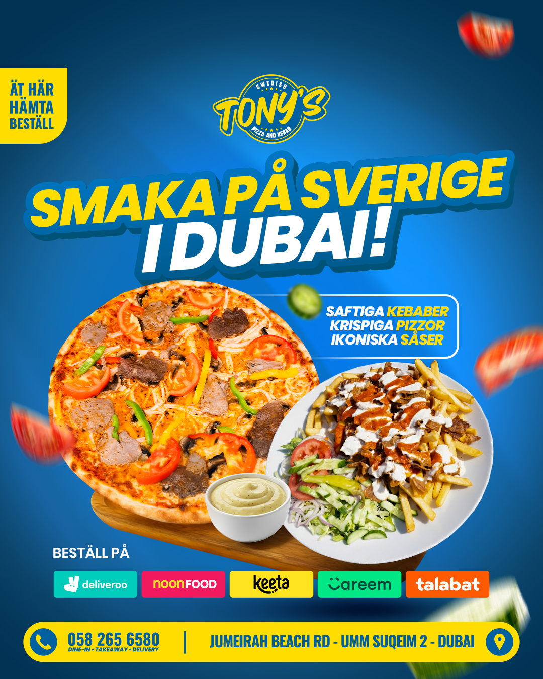 Tony’s Swedish Pizza And Kebab Facebook ad from Jan 22, 2026