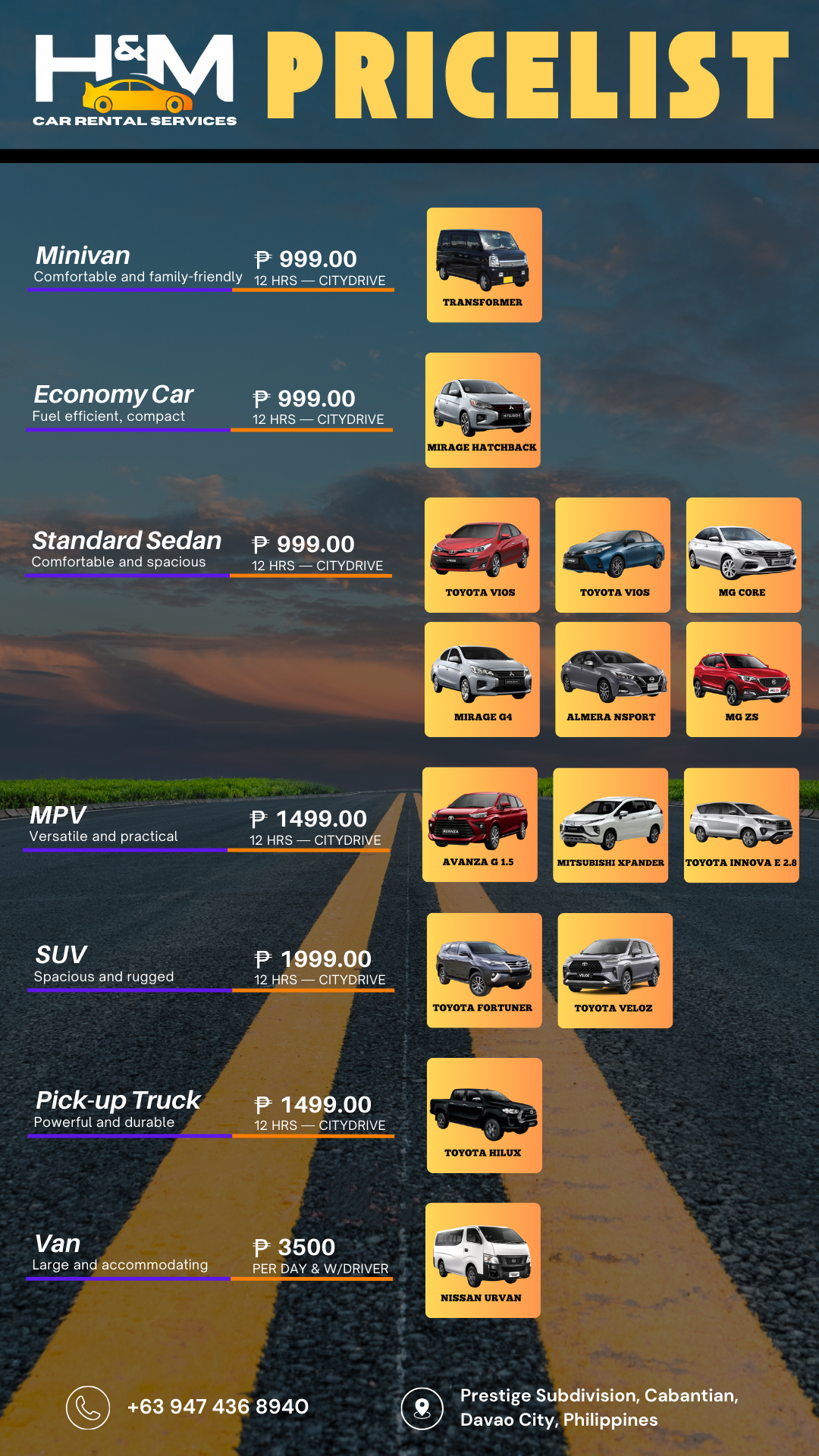 HNM Car Rental Services Facebook ad from May 4, 2025