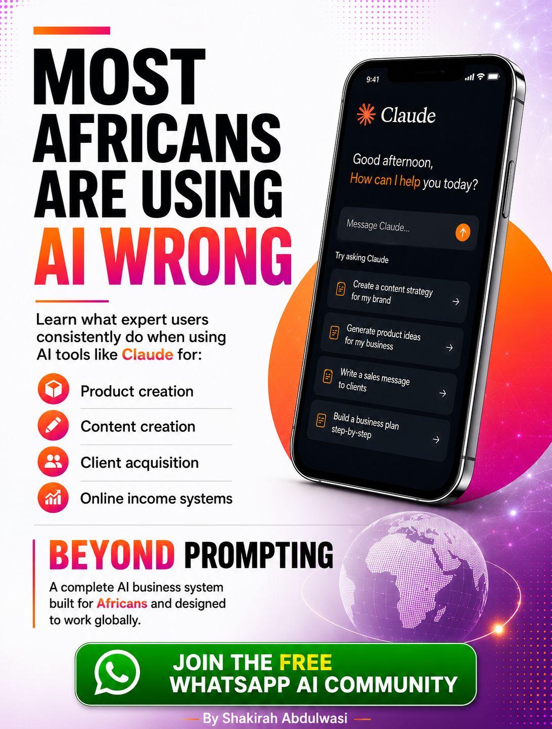 Shakirah Abdulwasi Hub Facebook ad: Join our Free AI WhatsApp Community
