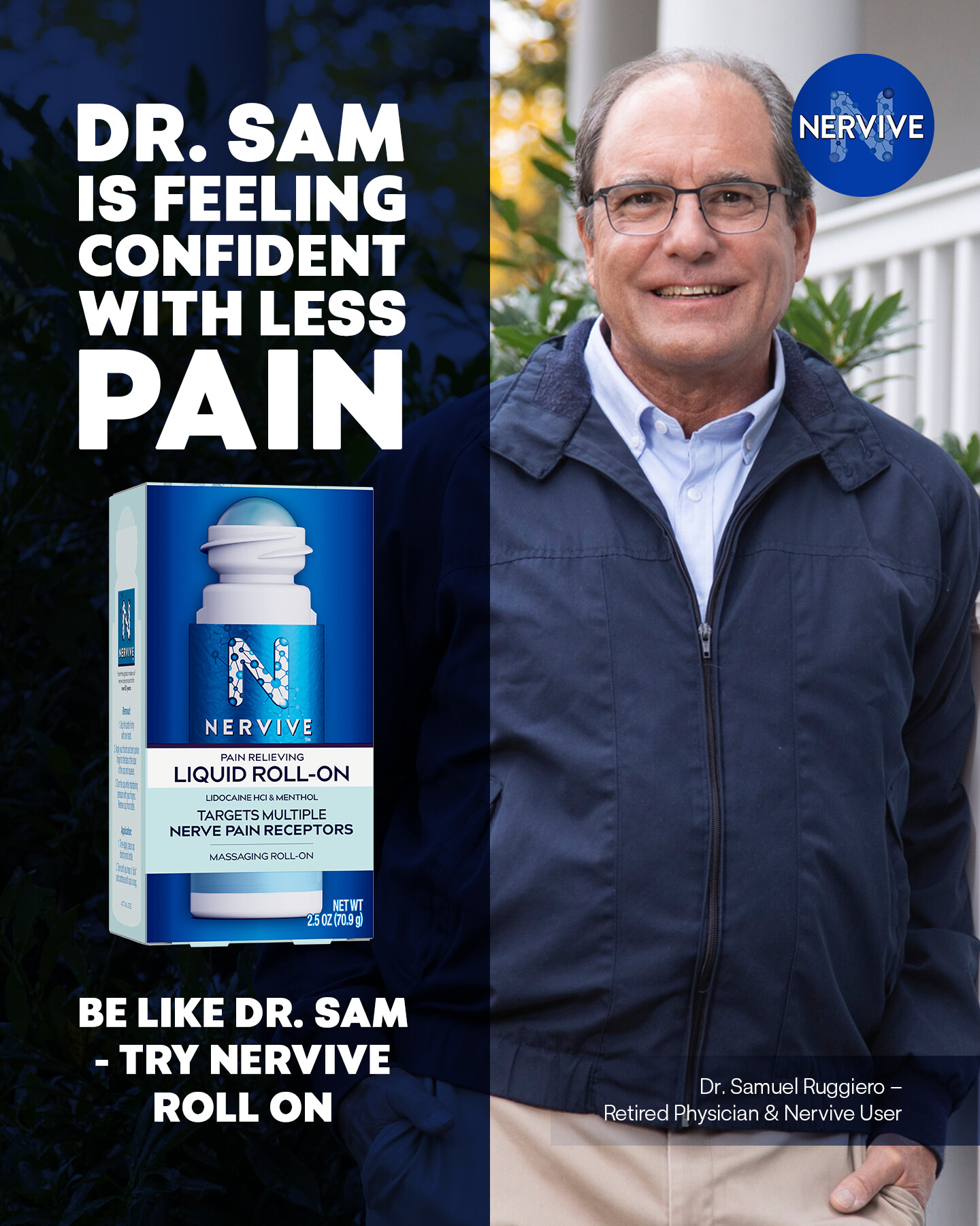 Nervive Facebook ad: NERVIVE PAIN RELIEF ROLL ON