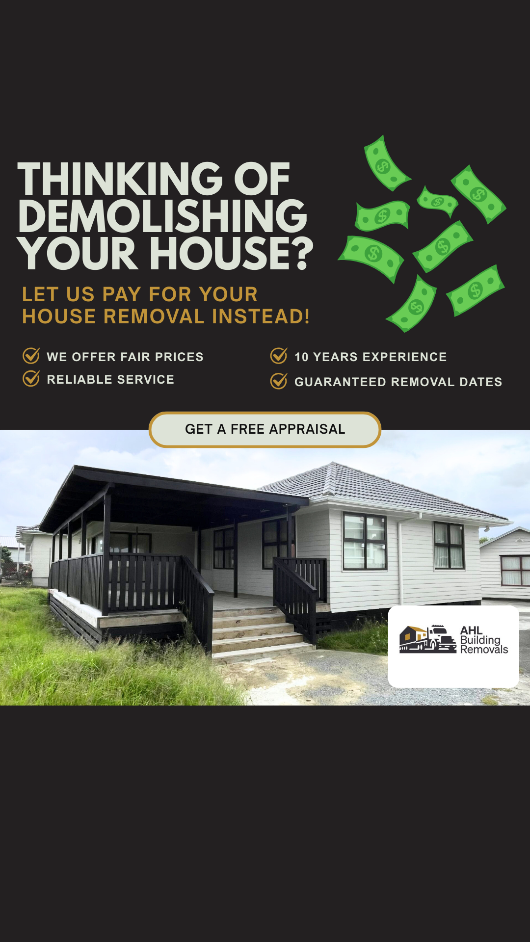 AHL Building Removals Facebook ad from May 15, 2026