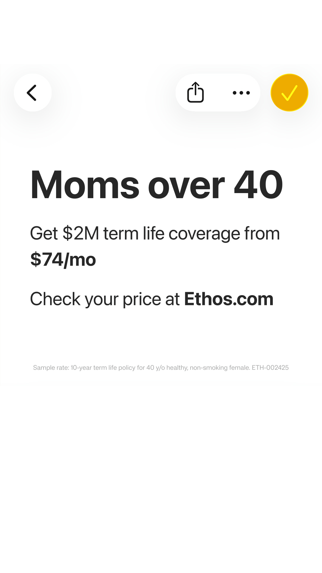 Ethos Facebook ad