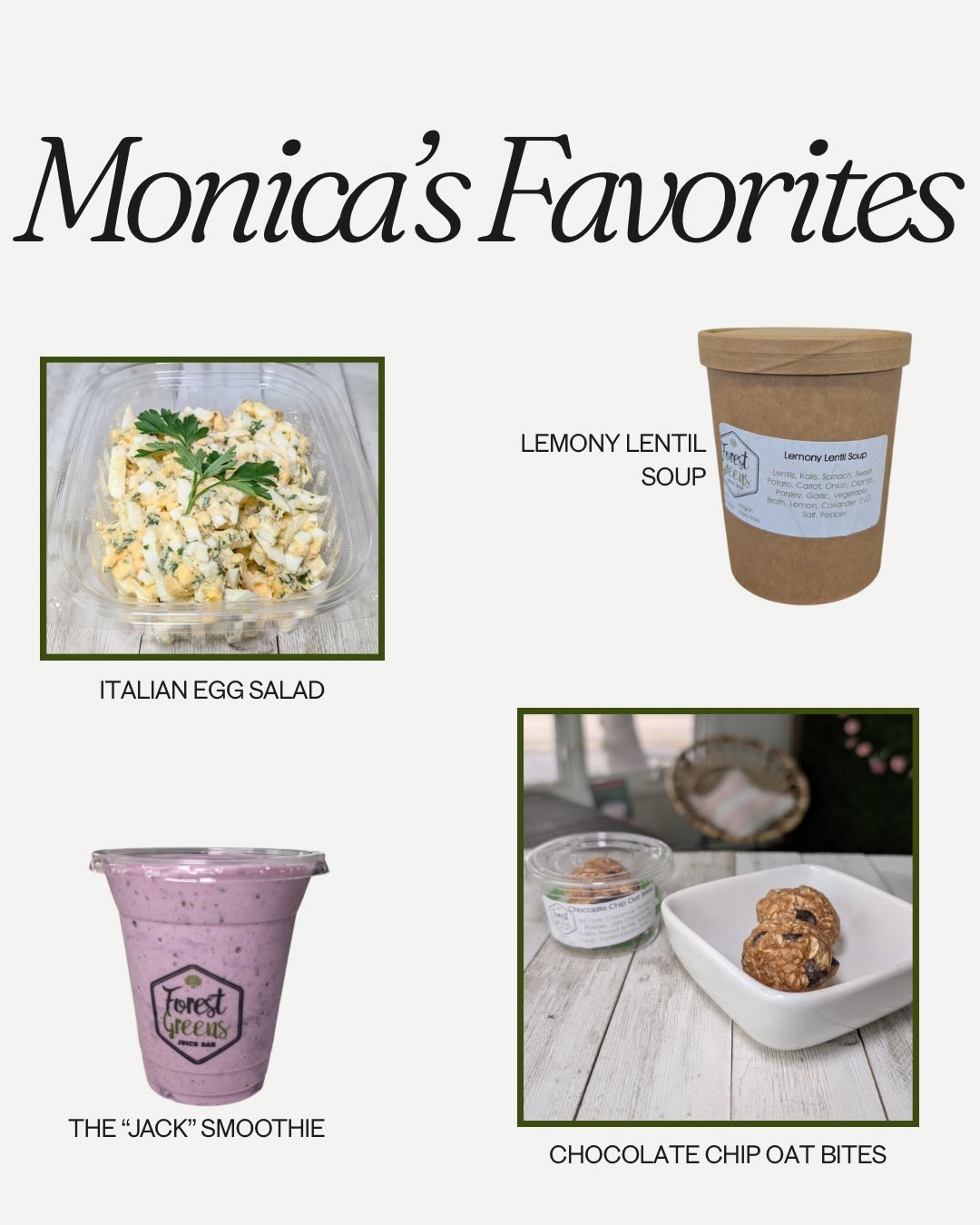 Forest Greens Juice Bar Facebook ad: Staff Spotlight: Monica!