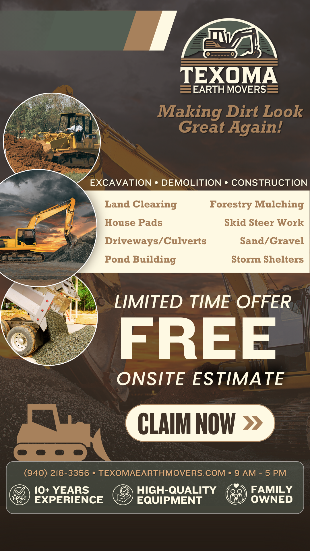 Texoma Earth Movers Facebook ad from Sep 16, 2025