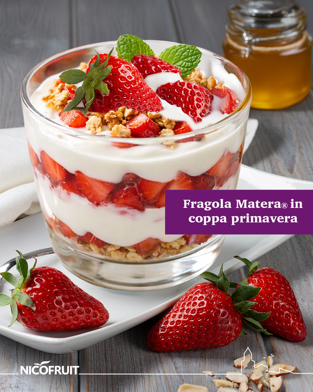 Nicofruit Facebook ad: Fragola Matera. Tante idee di bontà vera.