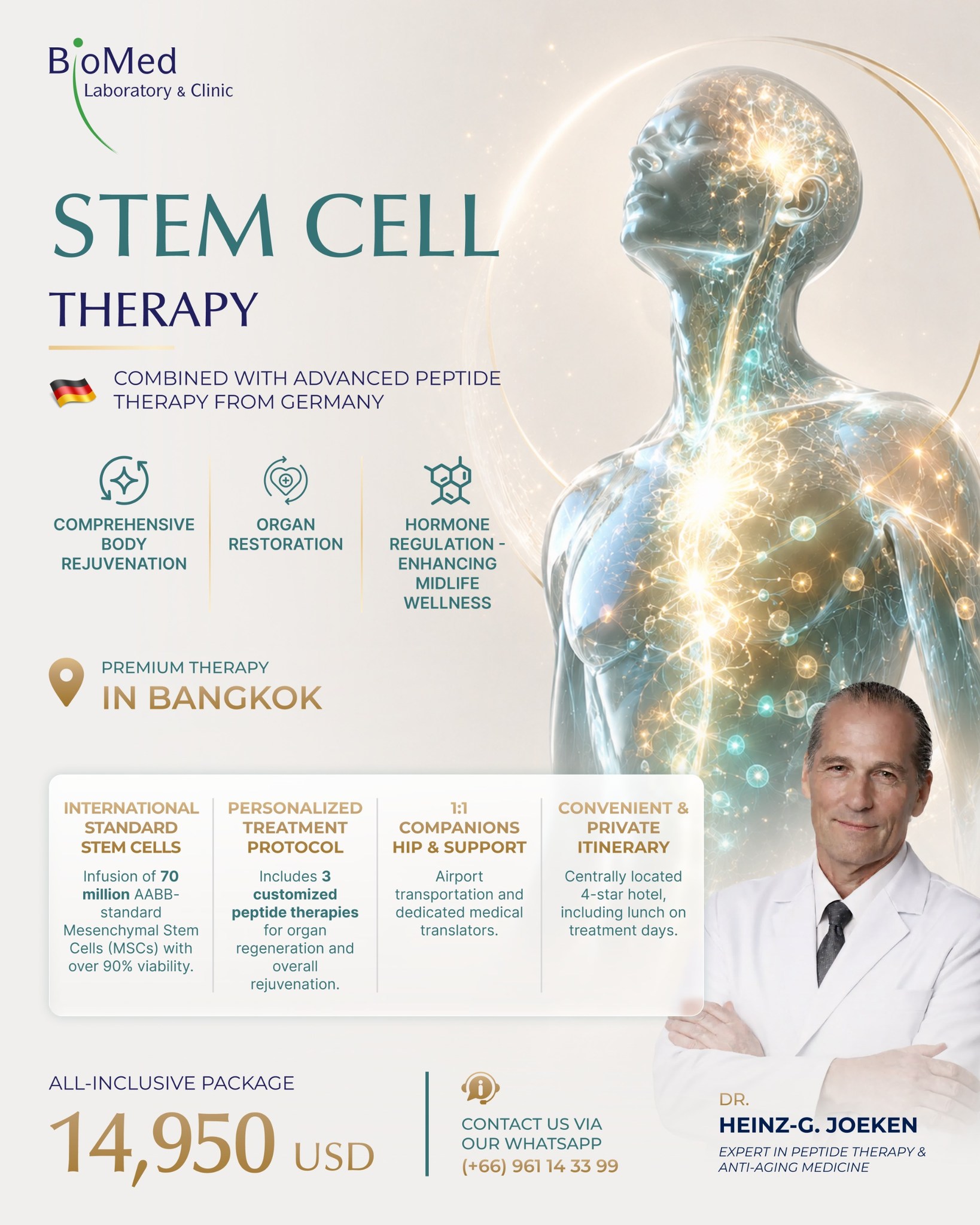 Biomed Clinic Facebook ad: REGENERATIVE STEM CELL THERAPY COMBINED WITH ADVANCED…