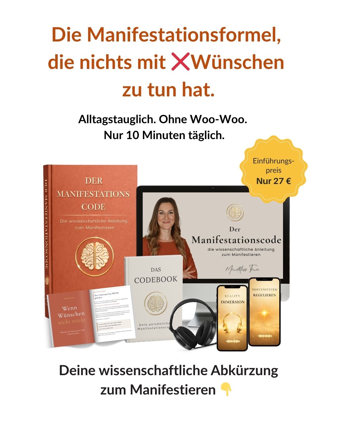 Mindbliss Facebook ad: Neuroscience meets Manifestation = Manifestationscode