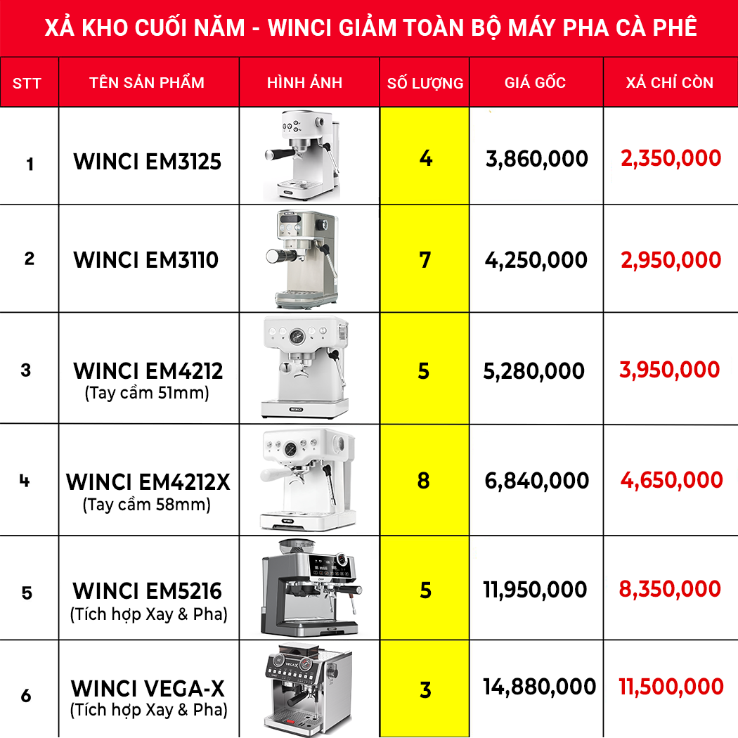 Công Ty Gia Dụng WinCi Việt Nam Facebook ad: Xả Kho toàn bộ dòng máy