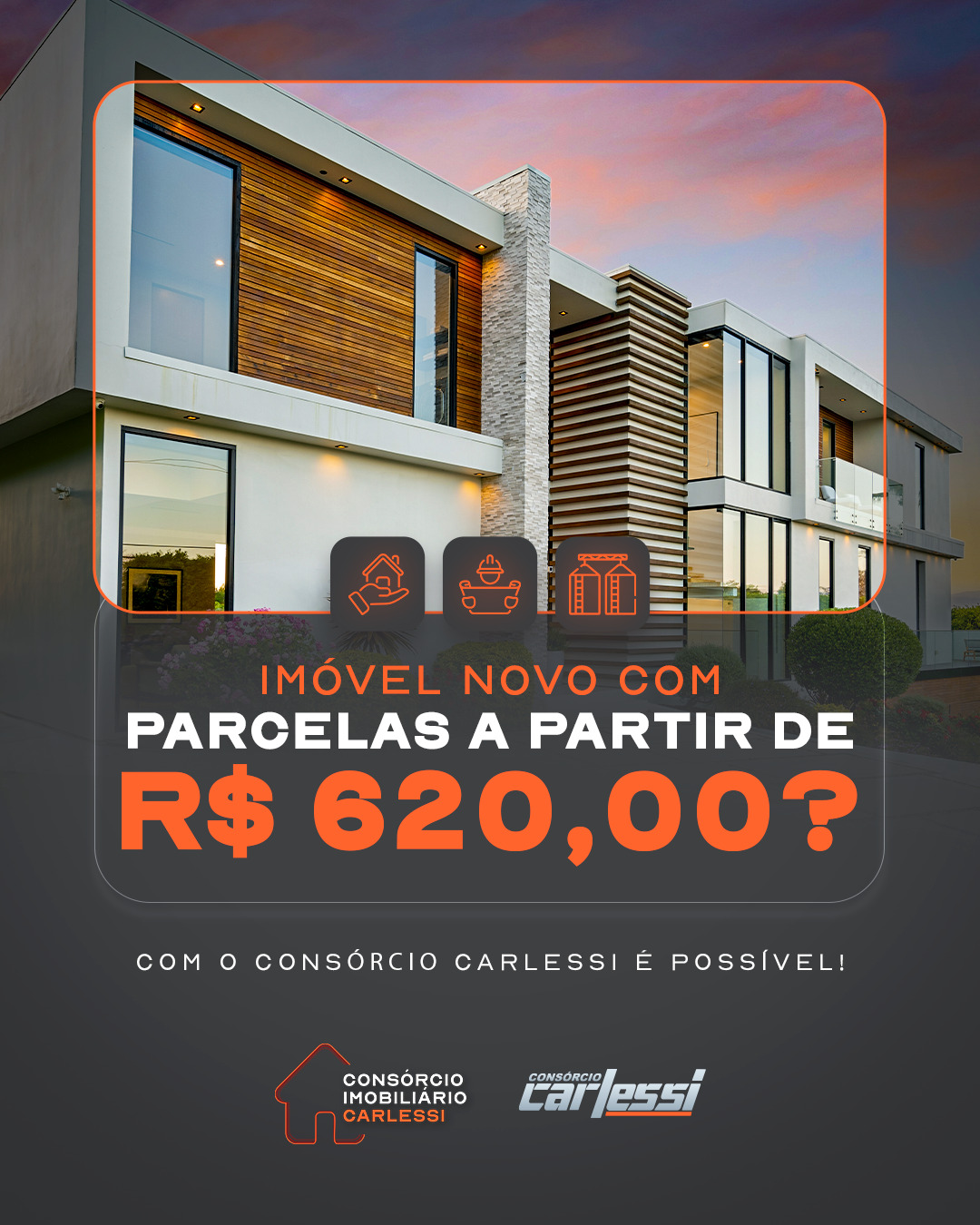 Consórcio Carlessi Facebook ad: Já imaginou conquistar o seu imóvel novo pagando…