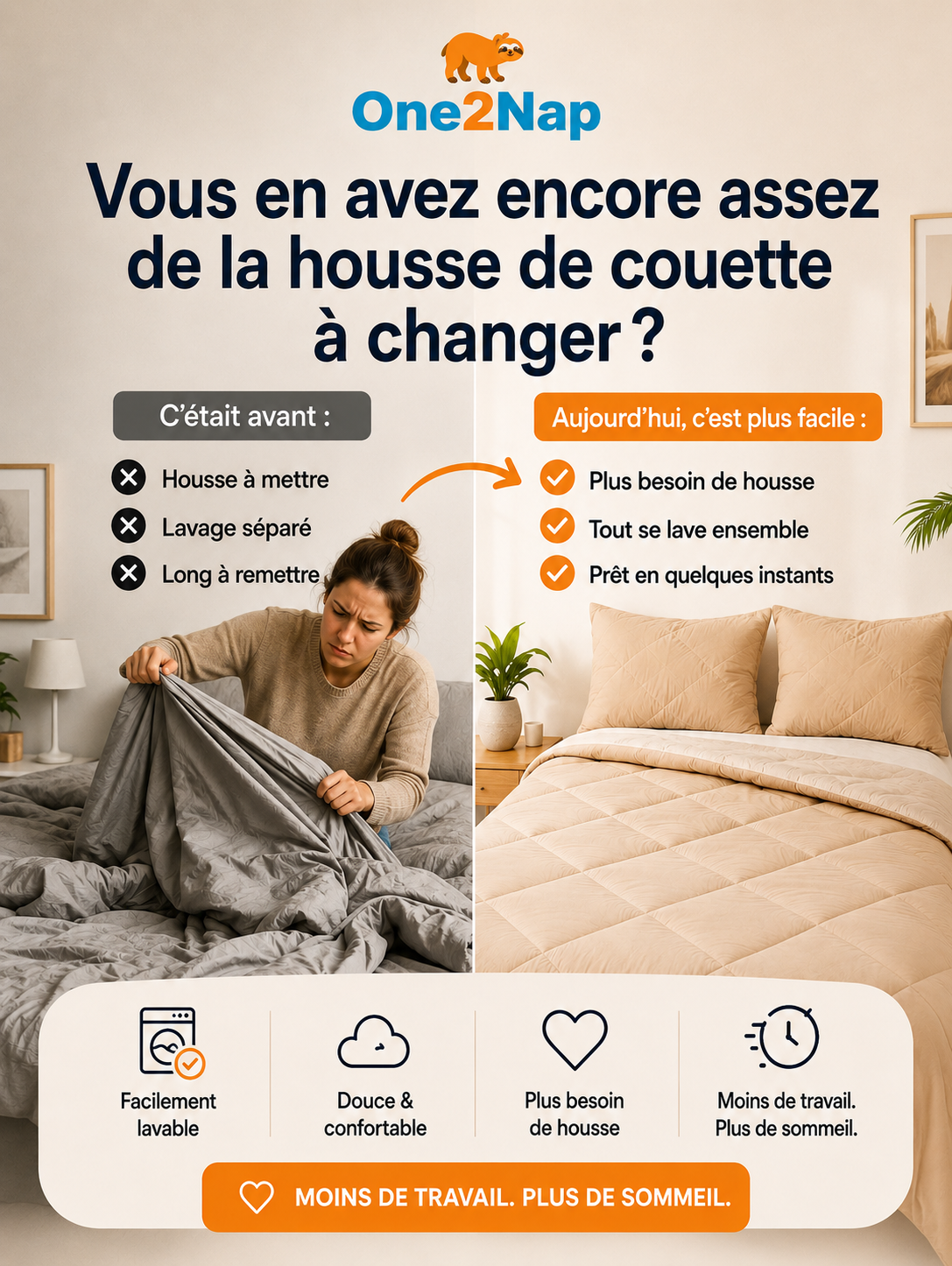 One2Nap Facebook ad: Toutes les couettes