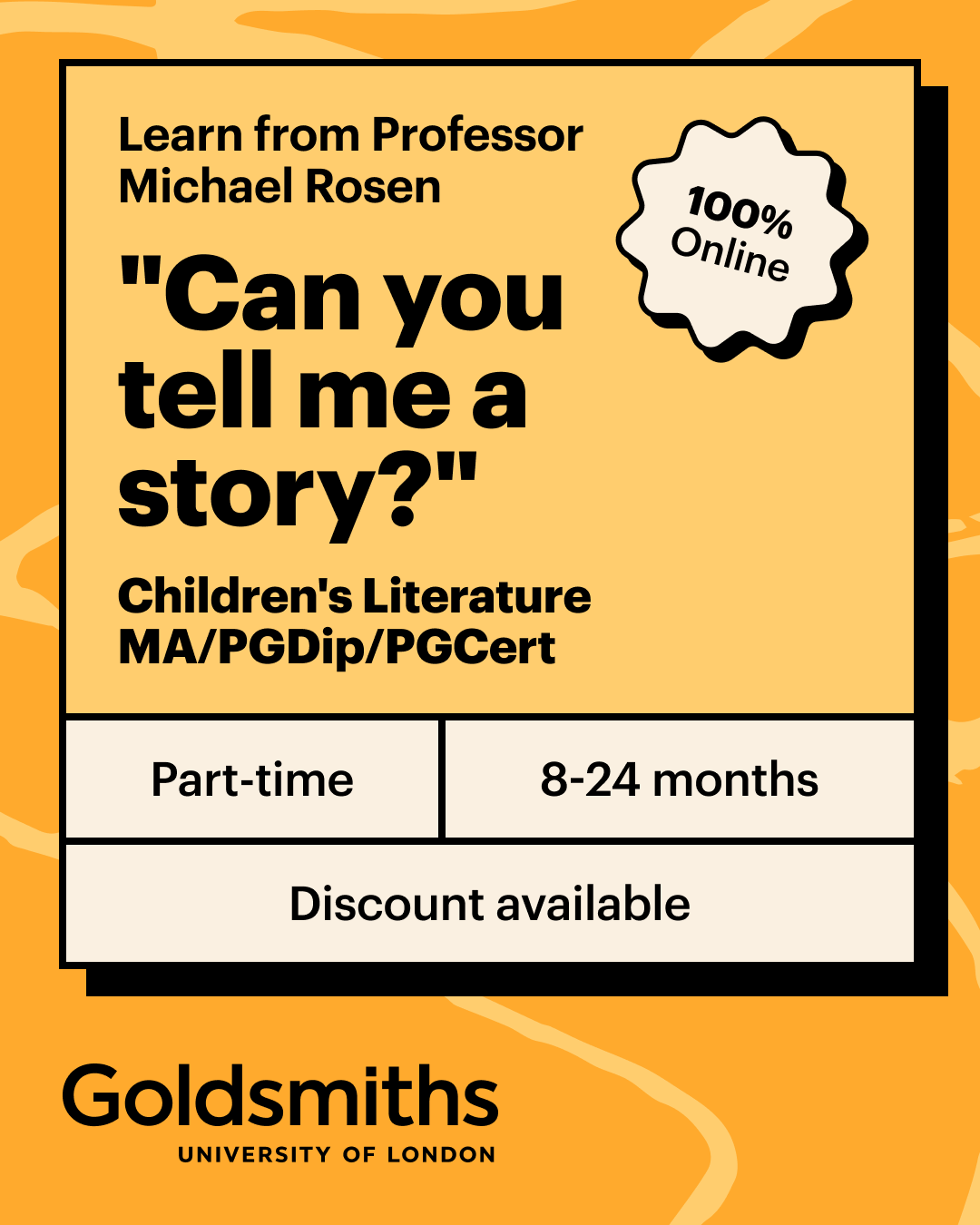 Goldsmiths, University of London Facebook ad: Children’s Literature MA