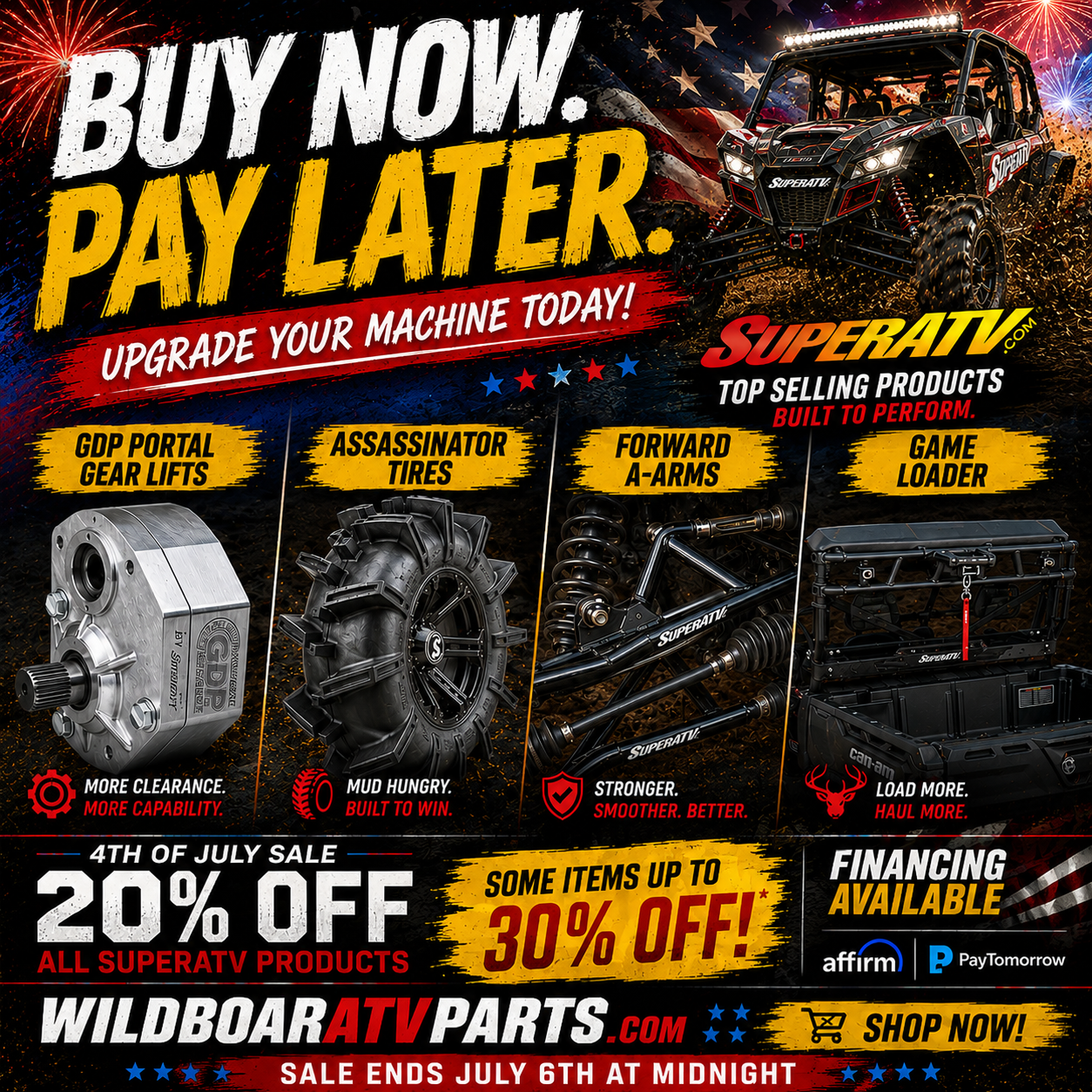 Wild Boar ATV Parts Facebook ad: 20% Off SATV Ends Soon