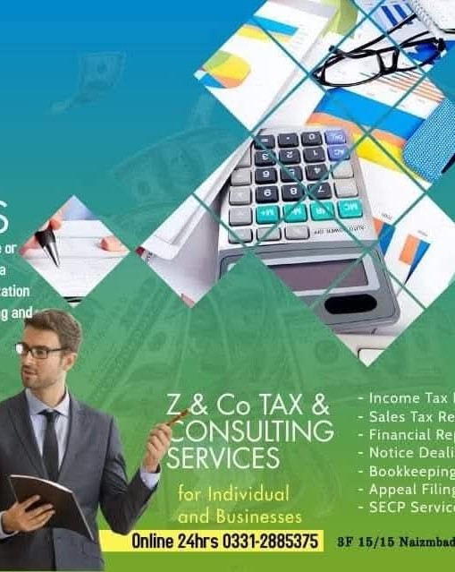 Z & Co Tax Services Facebook ad: Income Tax Registration, Sales Tax Registration, SRB, PRA…