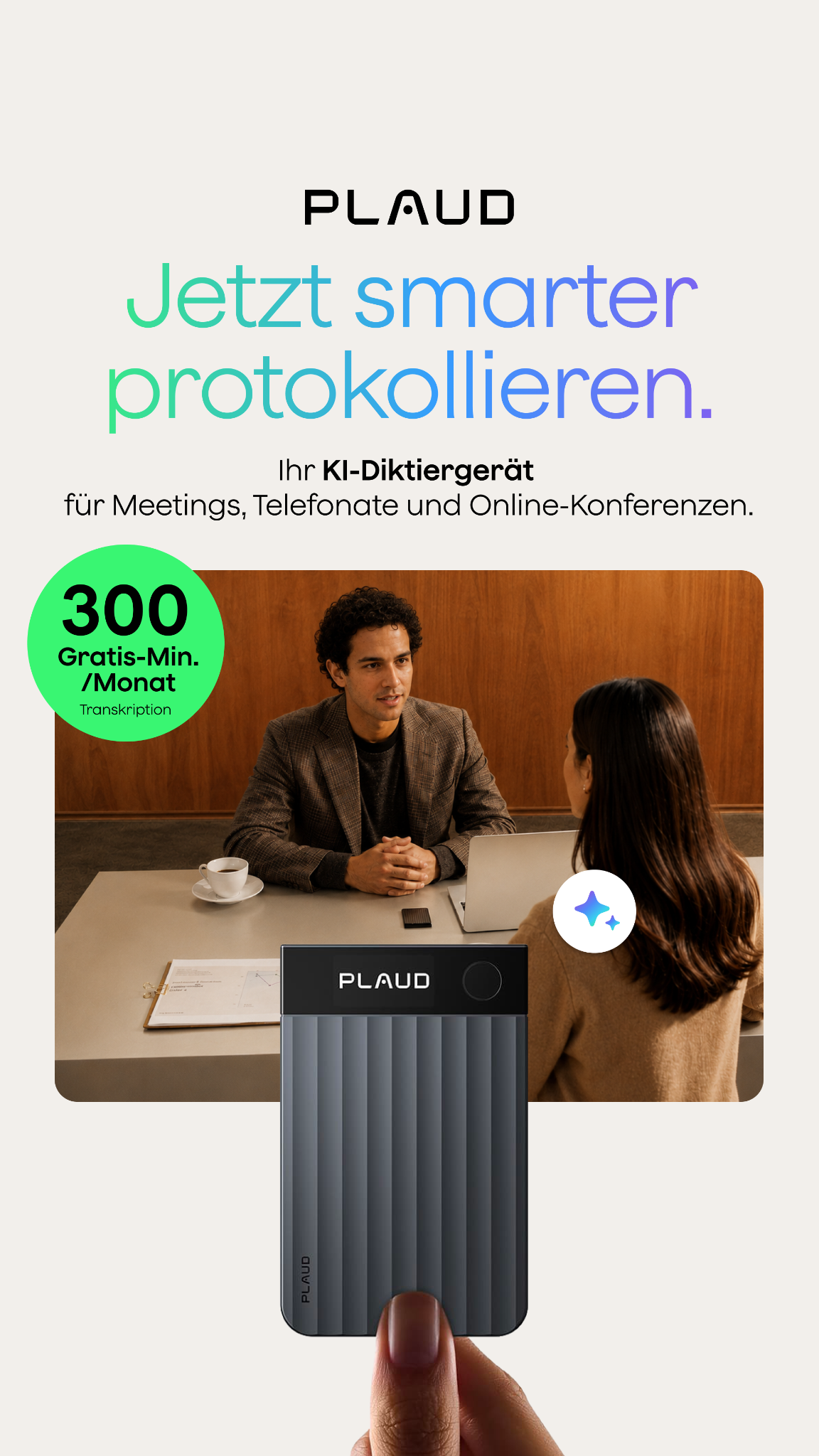 Plaud Facebook ad: Plaud Note Pro, Intelligenteres KI-Notizenmachen