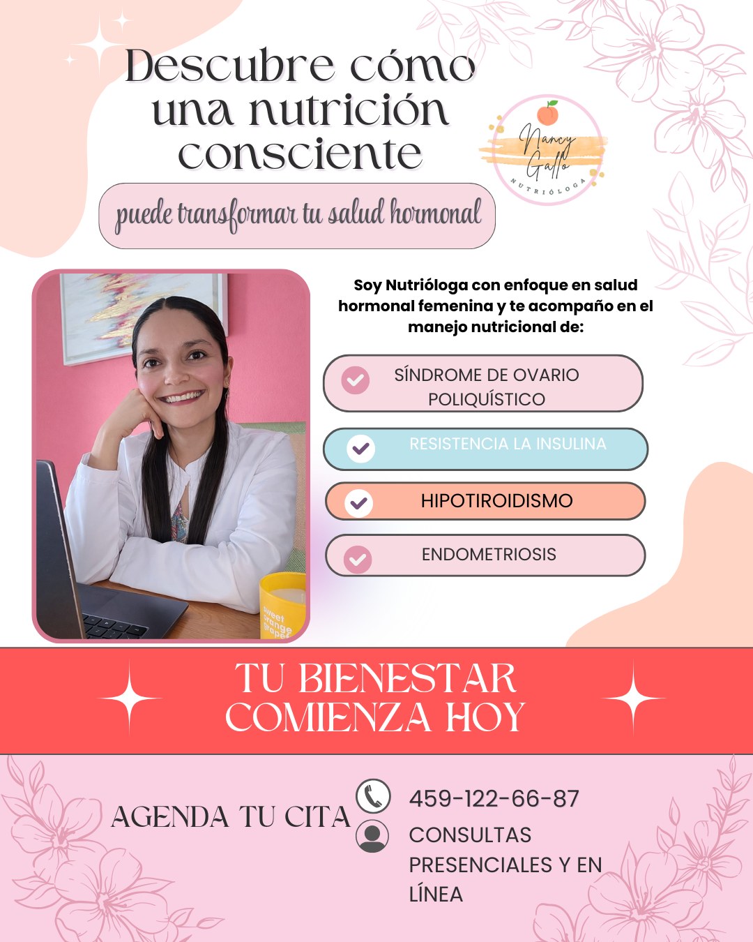 Nancy Gallo Nutrióloga Facebook ad: Agenda tu consulta ahora