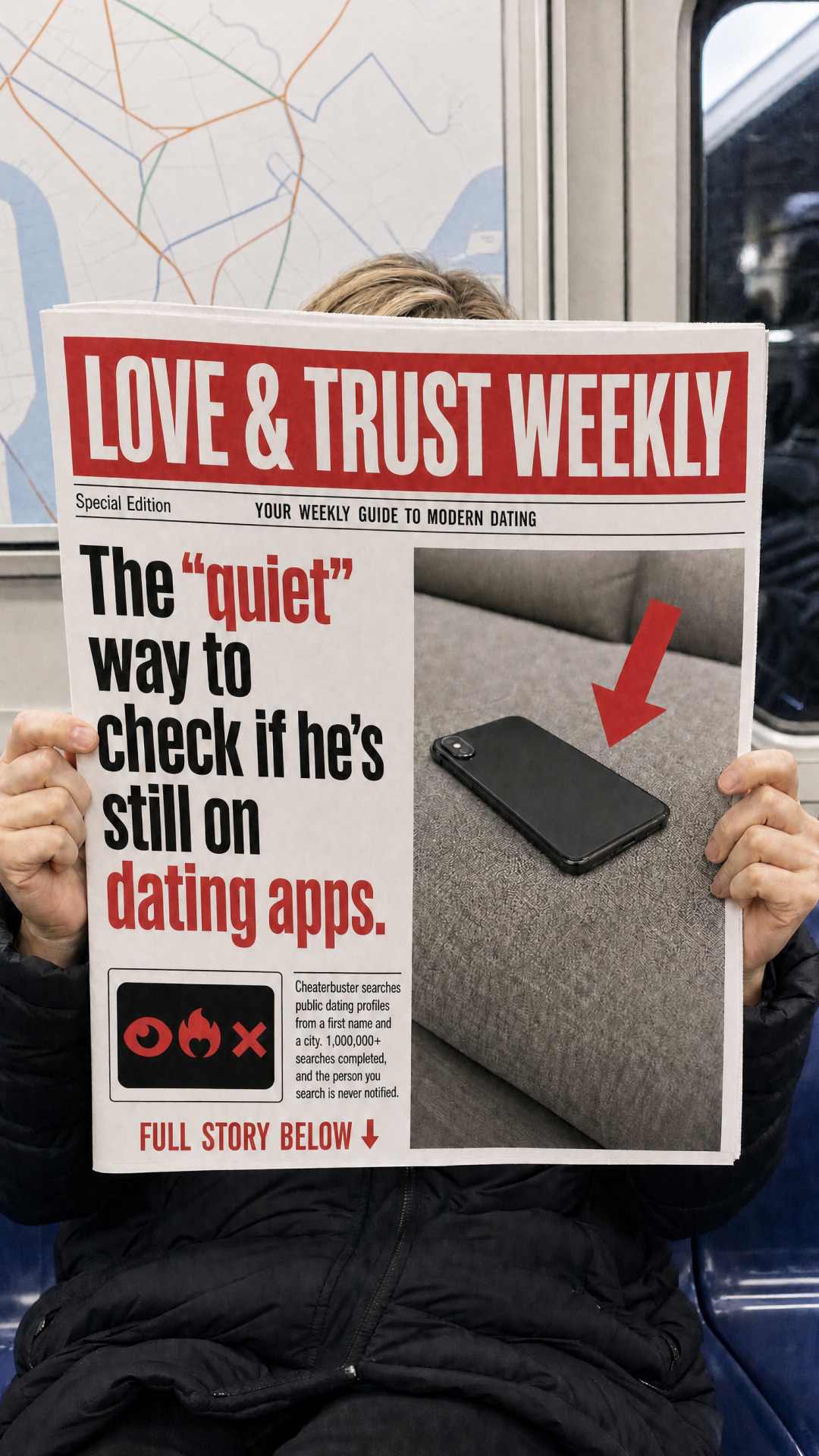 Cheaterbuster AI - The AI That Busts Cheaters Facebook ad: One Name, One City, Zero Notifications!