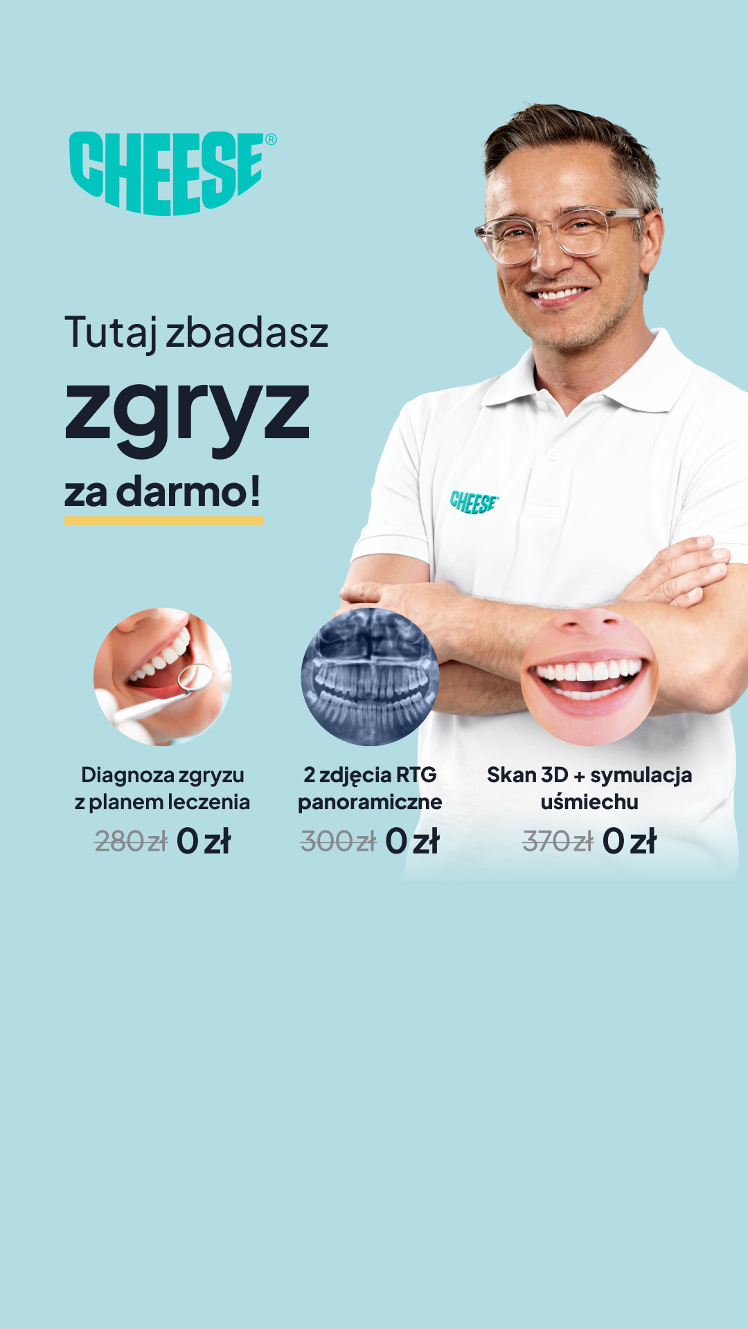 Cheese Ortodoncja Przyszłości Facebook ad: Nakładki ortodontyczne na zęby