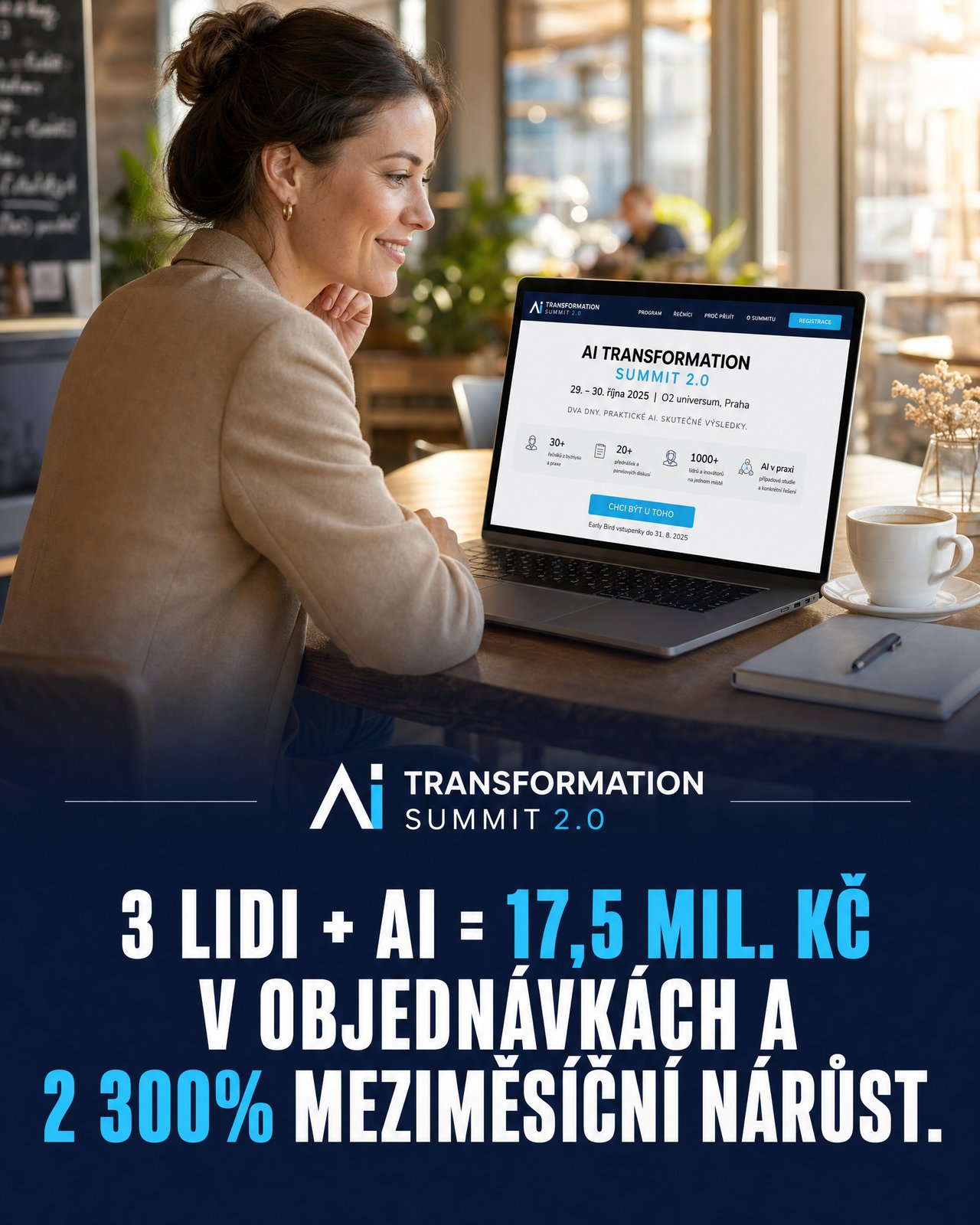 AI Transformation Summit Facebook ad: Začínáme už 7. 6. Registrace zdarma