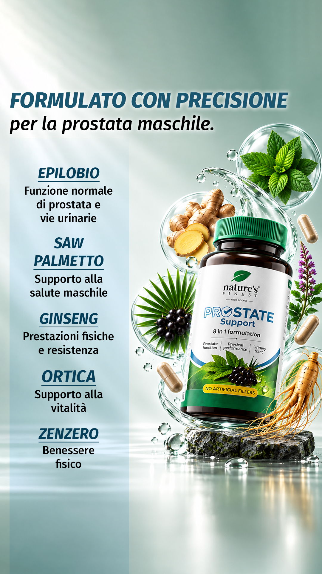 Nature’s Finest Europe Facebook ad: Prenditi cura della tua prostata in tempo.