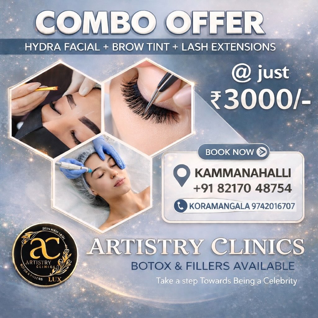 Artistry Dental and Cosmetic Center Facebook ad: Get all three at ₹3000/- 1) hydra facial…