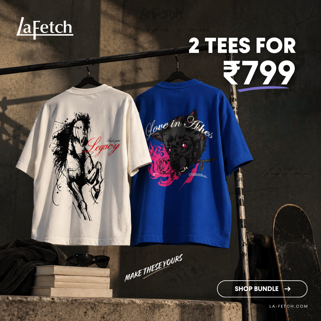 LaFetch Facebook ad: 2 statement tees. ₹799. That’s it.