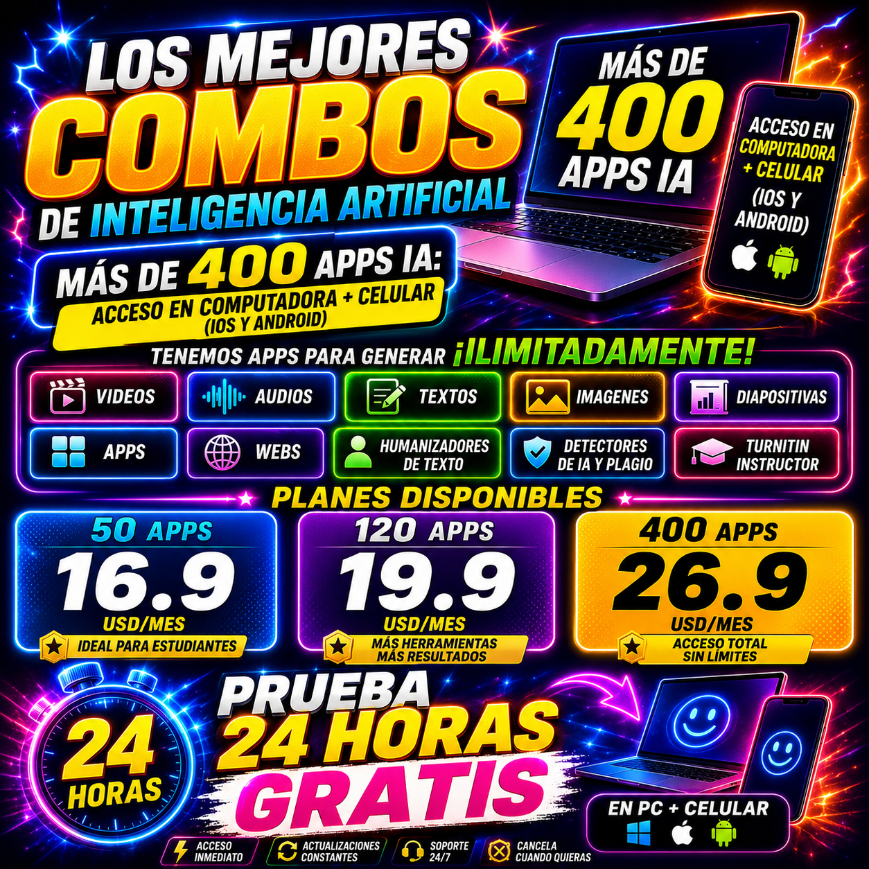 Education unlimited Facebook ad: Accede a los mejores combos de Inteligencia Artificial…