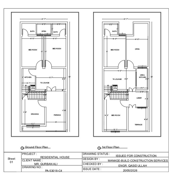 Manage-Build Construction Services Facebook ad: Plot Size 21.7/50 ft