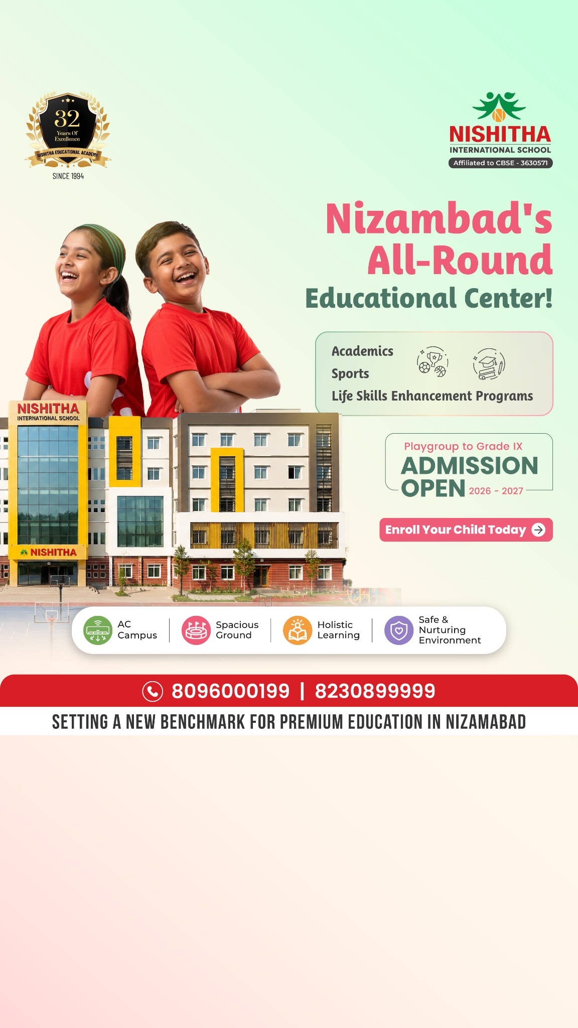 Nishitha International School Facebook ad from May 28, 2026
