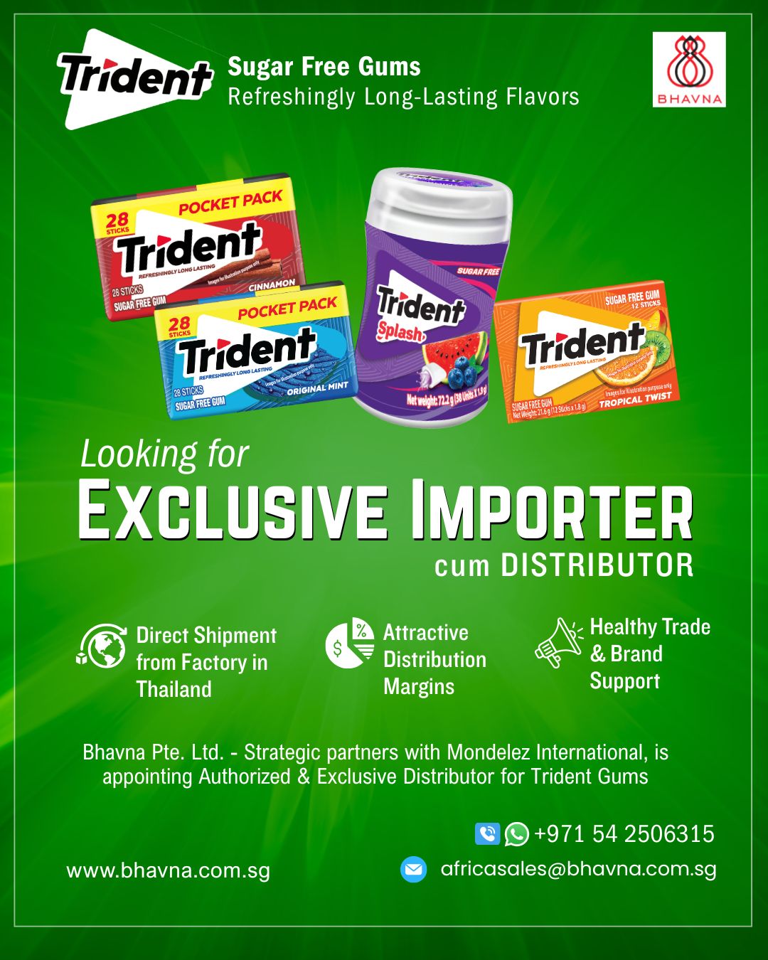 Bhavna Africa Facebook ad: Be the Exclusive Distributor of Trident Gums