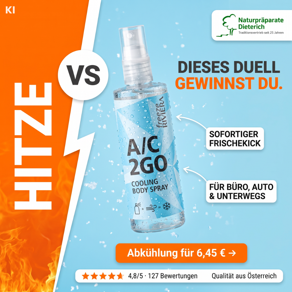 Naturpräparate Dieterich Facebook ad: Klimaanlage zum Mitnehmen