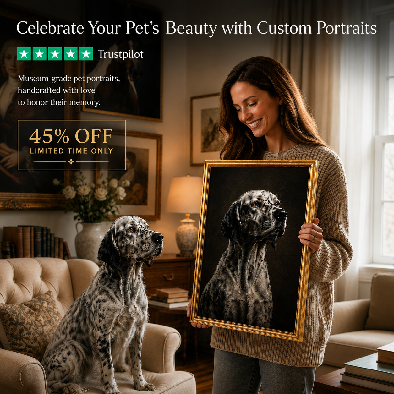 Pemberton Portraits Facebook ad: Biggest sales: 45% OFF + Free Shipping