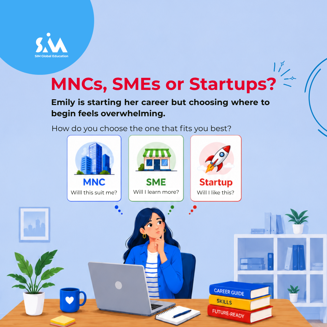 SIM Global Education, Singapore Institute of Management Facebook ad: MNC, SME or Start-up?