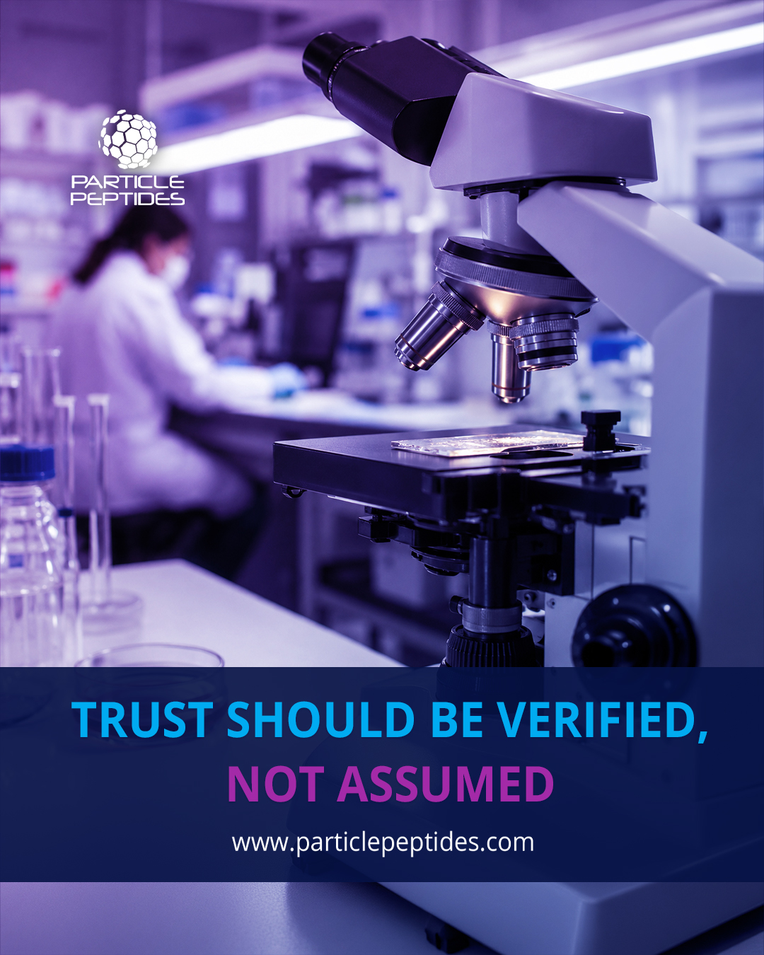 Particle Peptides Facebook ad: Trust in research materials should be built on…