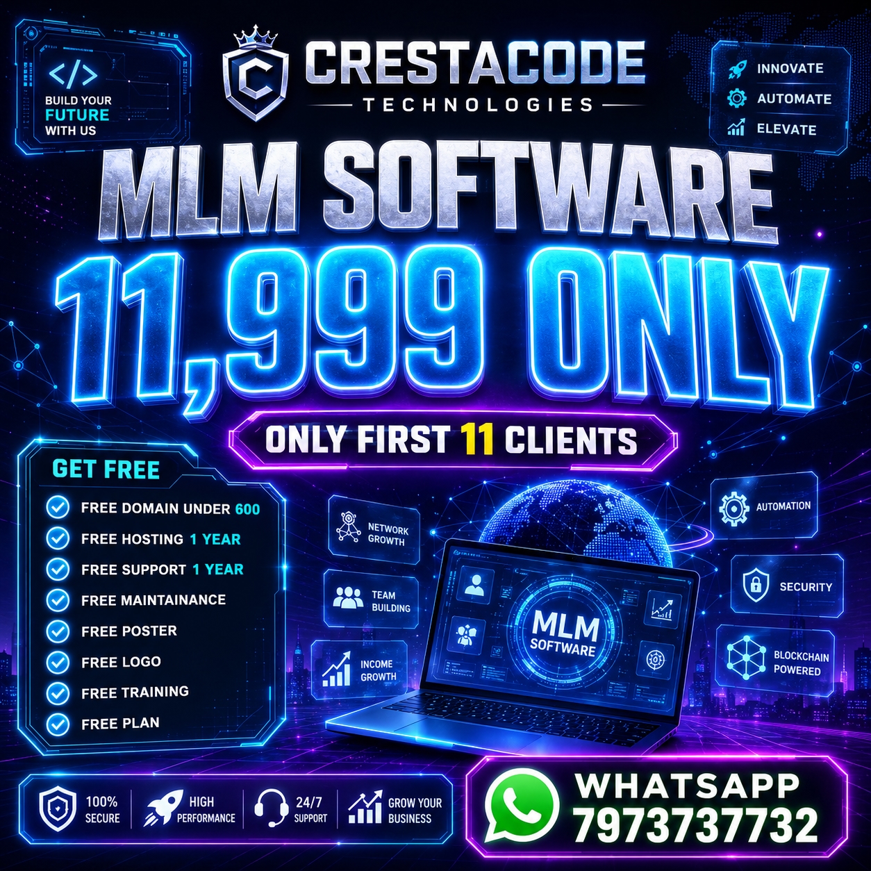 CrestaCode Technologies Facebook ad: MLM Software at Just Rs.11,999
