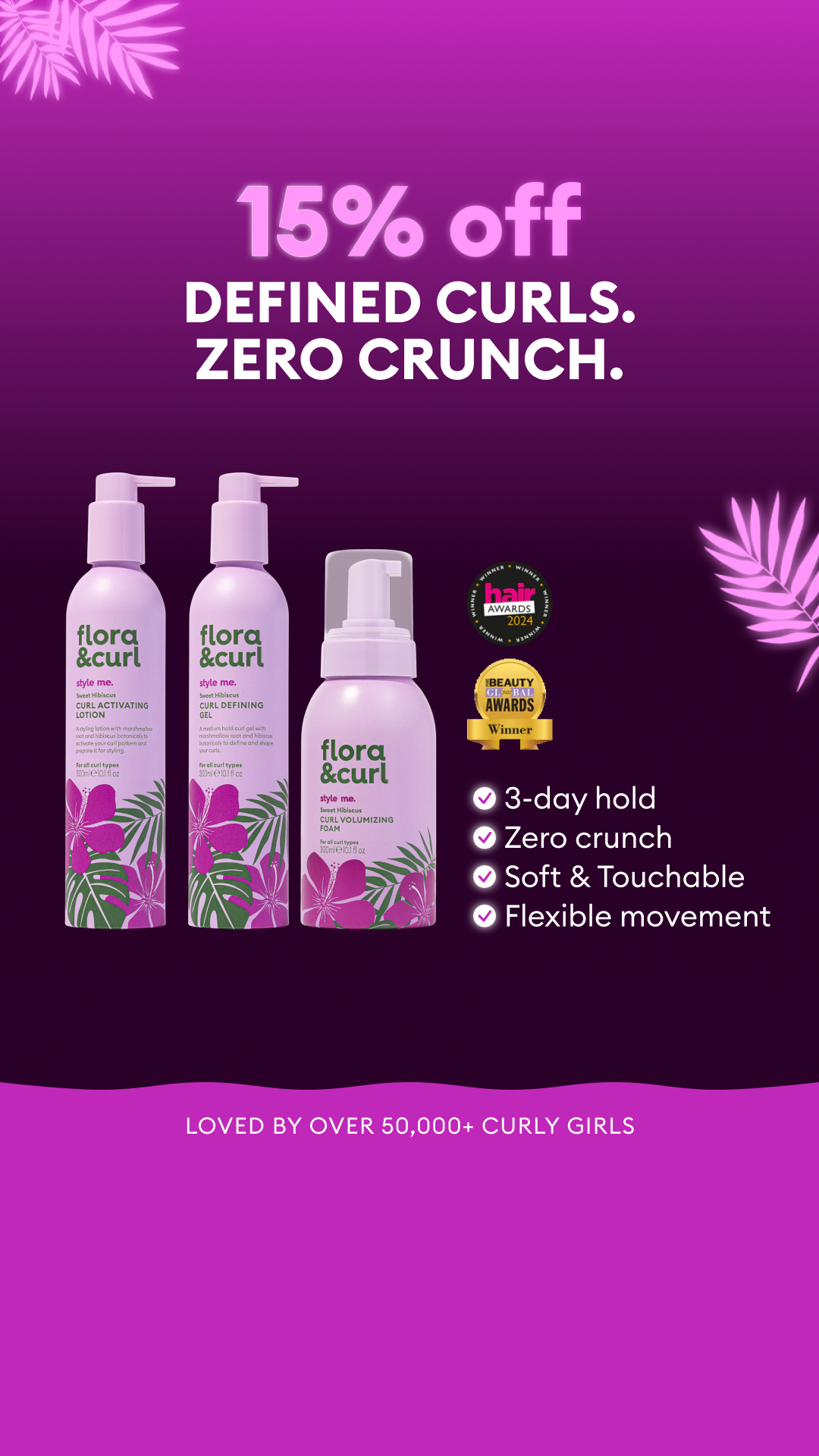 Flora & Curl Haircare Facebook ad