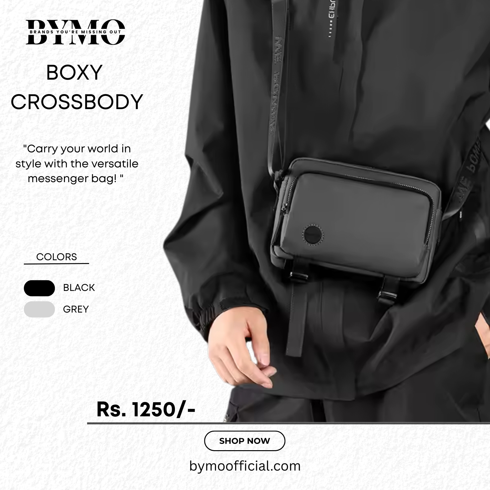 Bymo.np Facebook ad: Stay stylish on the move-BYMO We Power crossbody…
