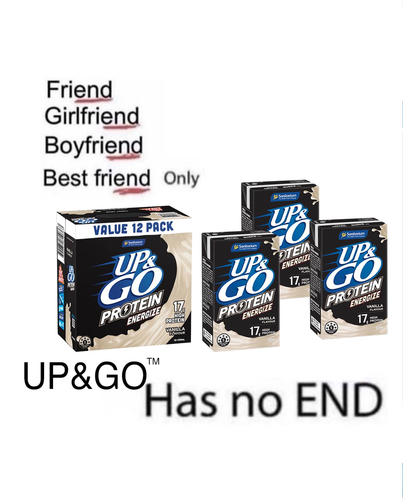 UP&GO Facebook ad: With you forever and always boo