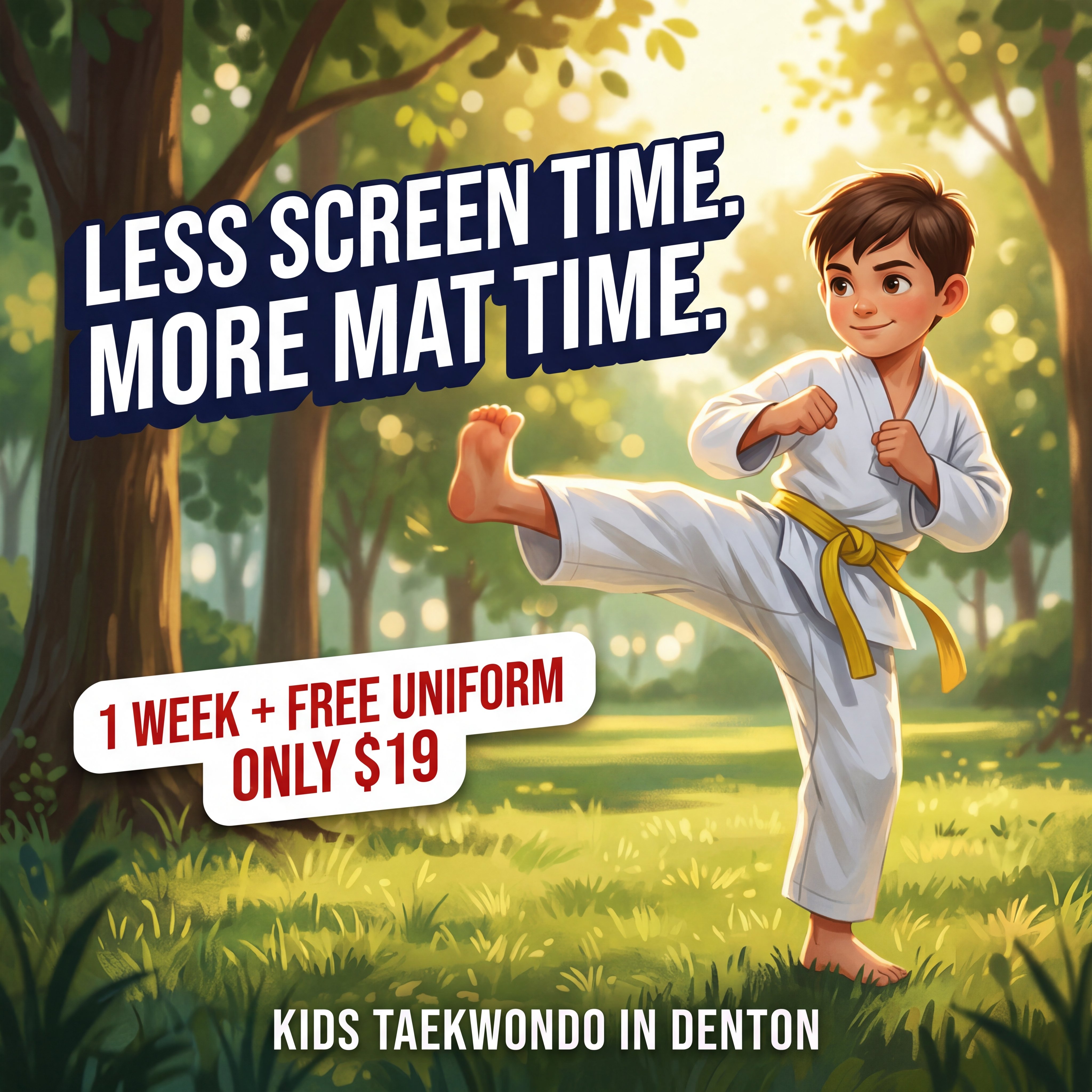 KIT Taekwondo Facebook ad: 1 Week + FREE Uniform, Only $19