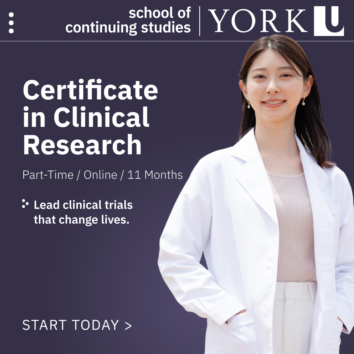 York University School of Continuing Studies Facebook ad