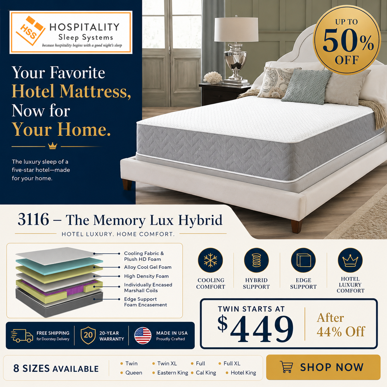 Hospitality Sleep Systems Facebook ad