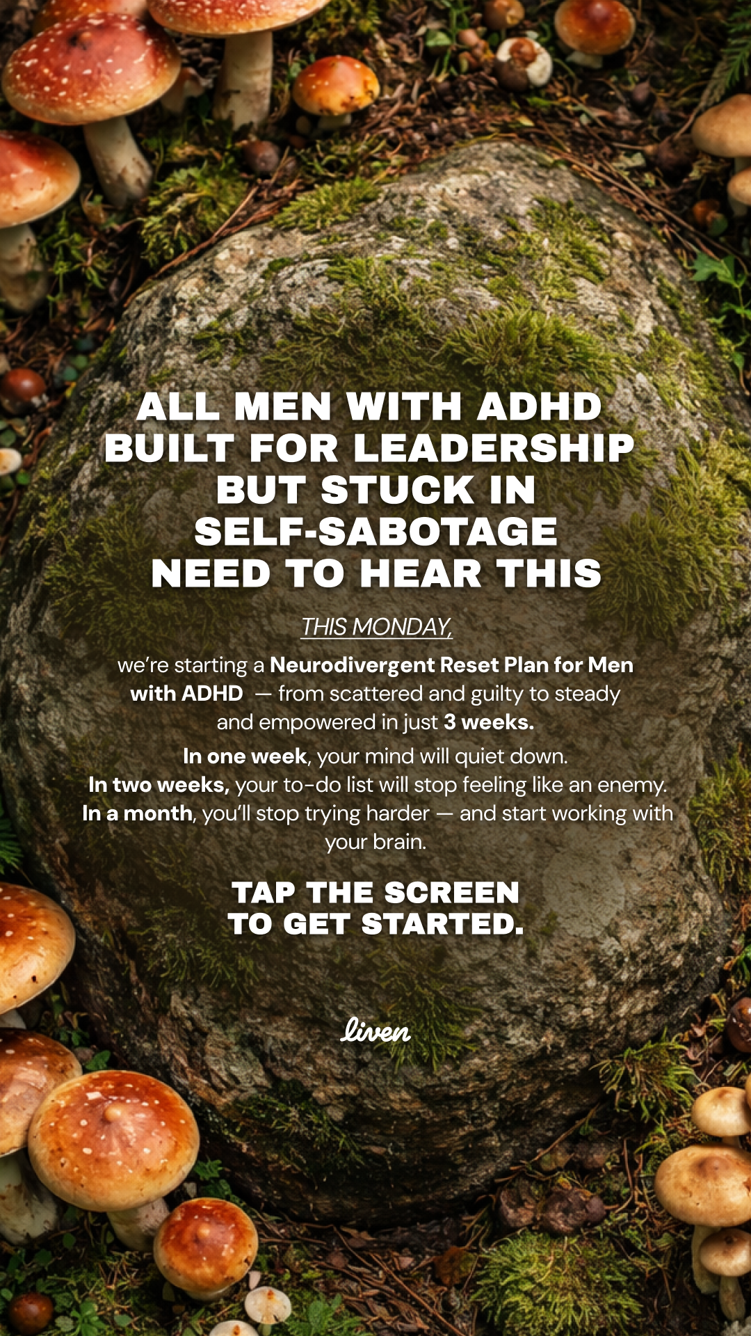 Liven: Train Your Brain to Switch Effortlessly Facebook ad: ADHD Is OK, But Ignoring the Self-Sabotage Isn’t!